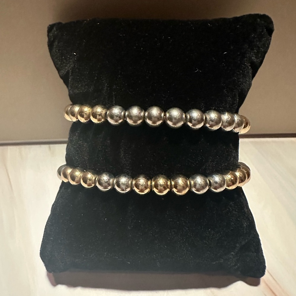 Gold and Silver Beaded Bracelets